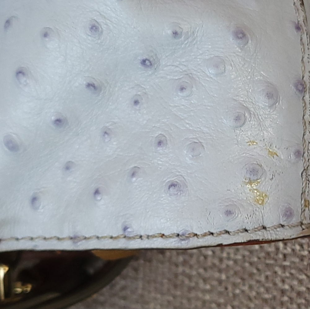 Vintage Dooney&Bourke Light Blue/Gray Embossed Ostrich Small FLYNN Shoulder Bag - Picture 8 of 12